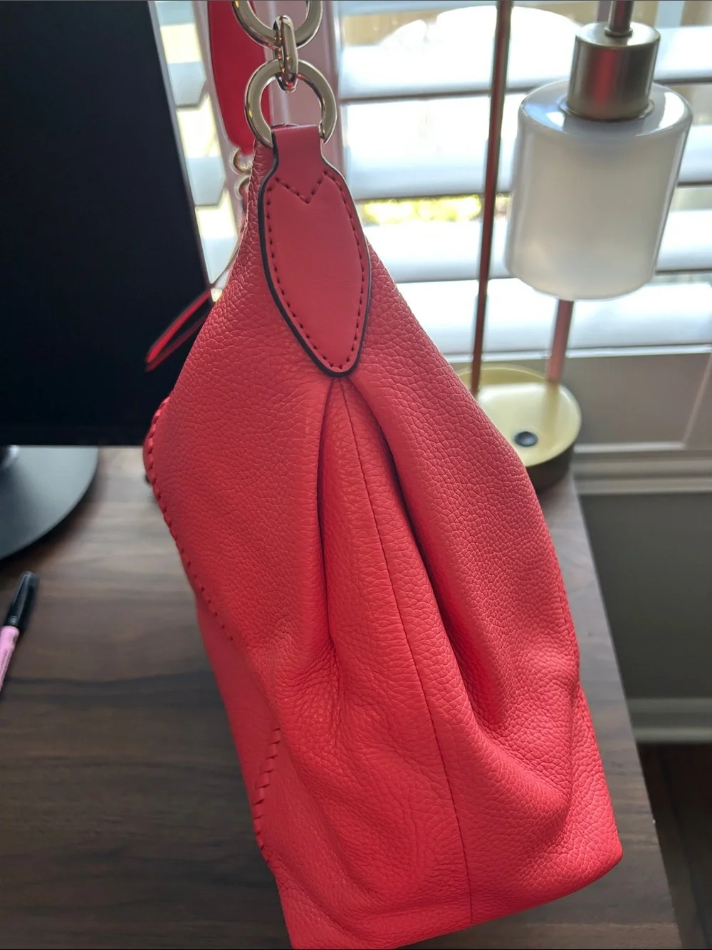Michael Kors Coral Leather Hobo Bag- NWOT - Picture 7 of 12